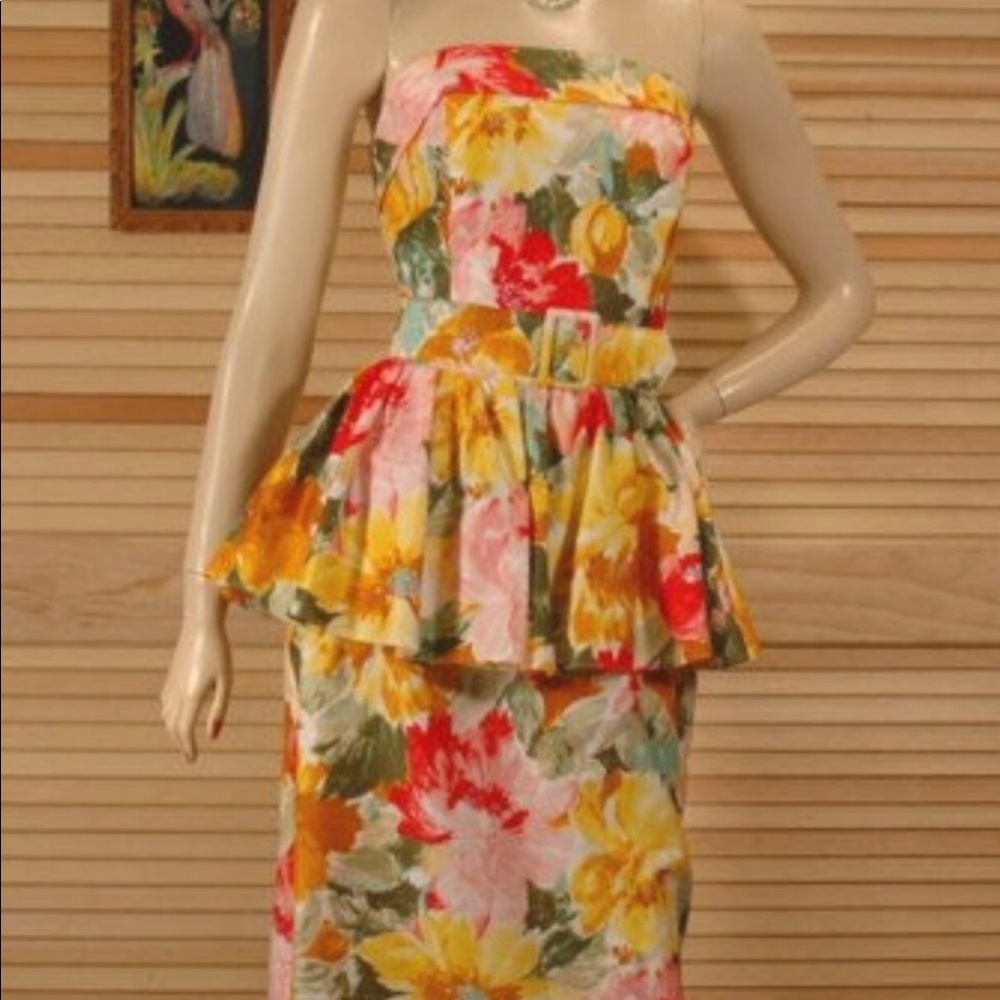 Vintage 80s peplum dress, excellent condition